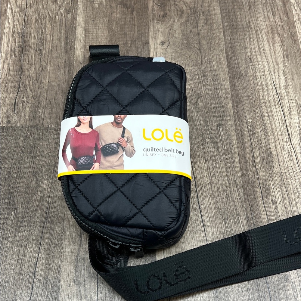 NWT Lole Black Quilted Belt Bag Size OS
